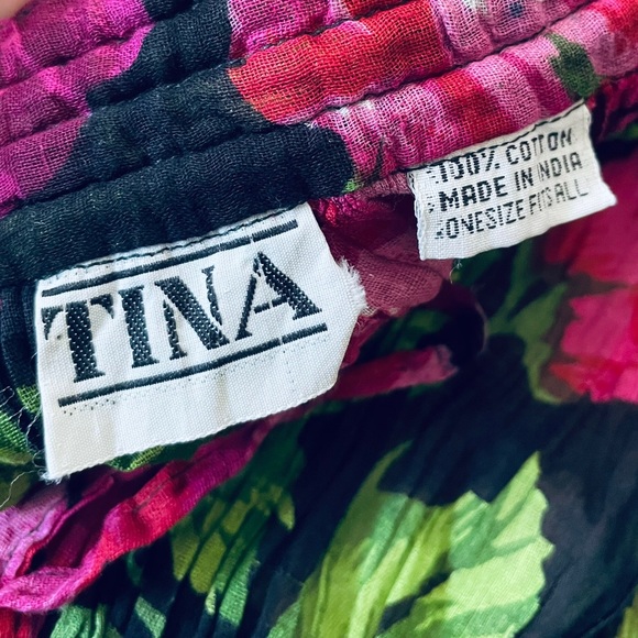 Tina Vintage 90s Indian Cotton Witchy Ethereal Romantic Hippie Floral Skirt - Picture 5 of 5